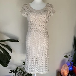 Free People Crochet Open Knit Mini Dress Boho Hippie Beach Travel Resort Small - Bild 1 von 16