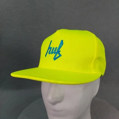 De colección HUF Skateboarding Snapback Sombrero Gorra Amarillo Neón Patín Ropa de Calle Hecha en EE. UU. Foto 1 de 4