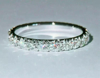 2.50 CTW Round Cut Moissanite Full Eternity Wedding Band 14K White Gold Plated - Image 1 of 4