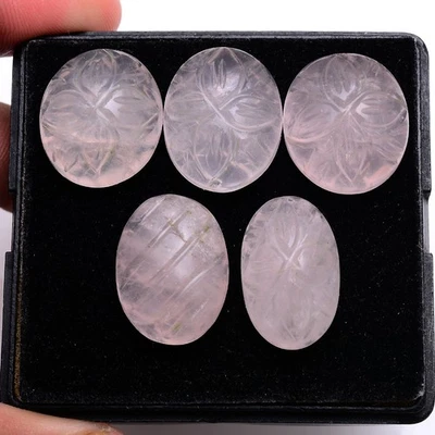 Piedras preciosas talladas ovaladas sin tratar de cuarzo rosa natural de grado superior de 21 mm-22 mm 5 piezas Foto 1 de 4