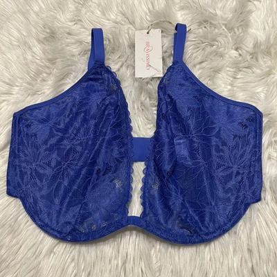 Bravissimo 38G Bra Blue Enya Plunge Underwire Back Closure NEW - Image 1 of 4