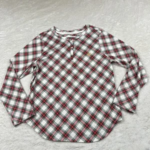 Ralph Lauren Polo Pyjama Oberteil Damen Large rot weiß Schottenkaro Wappen Logo - Bild 1 von 10