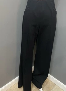 Womens Black Wide Leg Pull On Pants Heavy Knit Stretchy Career Boho Grunge M - Picture 1 of 16