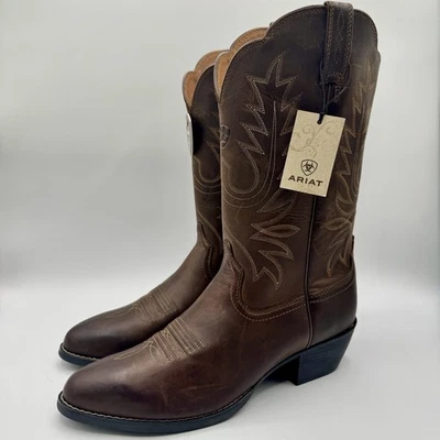 Ariat Heritage Cowboy Boots Women’s Size 10 Distressed Brown Leather - Image 1 of 4