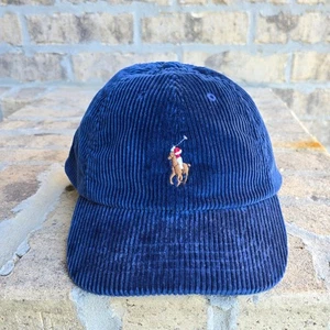 Gorra de béisbol Polo Ralph Lauren pana azul logotipo de pony correa ajustable - Imagen 1 de 8