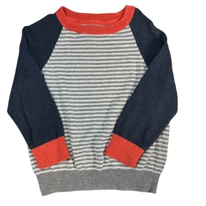 Boden Boys Stripe Raglan Sweater Size 4–5Y Cotton Cashmere Blend Grey Blue - Picture 1 of 5