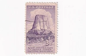 STAMP US SCOTT 1084 "Devil's Tower, Wyoming" 3 CENT 1956 USED WAVE CANCEL - K - Picture 1 of 1