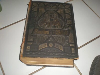 Antique 1870 Large German Family Bible Names Dates 1700 pg Old/New Martin Luther - Image 1 of 4