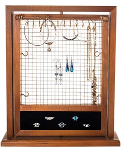 BLEECKER STATION Rustikaler Holz Drehbarer Schmuckständer Organizer - Bild 1 von 6