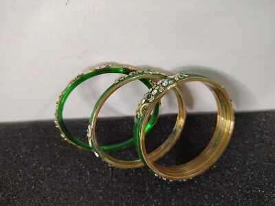 Juego de brazaletes de cristal esmaltado indio Foto 1 de 4