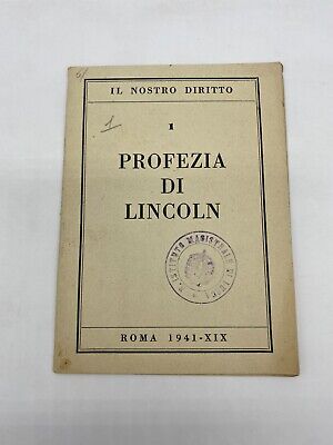 Opuscolo Profezia Di Lincoln Con Timbro R. Istituto Magistrale Di Lucca • 20€