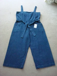 BNWT NEXT Petite Size 18 / 18P Blue and White Striped Denim Jumpsuit / Dungarees - Picture 1 of 3