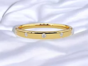14K massives Gold Halb Ewigkeit Diamant Ehering 5 Diamanten Ehering für Sie - Bild 1 von 4