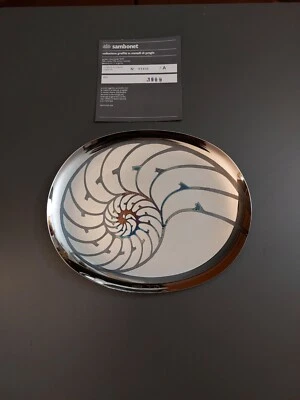 1980 Piatto Vassoio Sambonet NAUTILUS Collezione Graffiti  Italy inox ed argento - Immagine 1 di 4