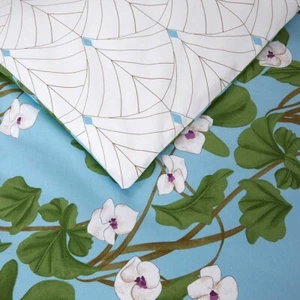NWT HANAE BY YVES DELORME FRANCE ORGANIC COTTON PERCALE QUEEN DUVET COVER FLORAL - Picture 1 of 4