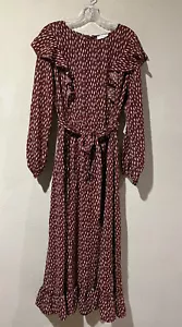 Maxi abito bohemien Bohme manica lunga foderato con volant arancione bruciato marrone taglia XL D9 - Foto 1 di 6
