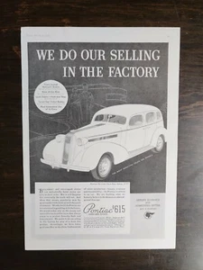 Vintage 1936 Pontiac De Luxe Six Four Door Sedan Original Full Page Ad A3 - Picture 1 of 1