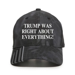 Trump Was Right About Everything Embroidered One Size Fits Most with US Flag Hat - Picture 1 of 7