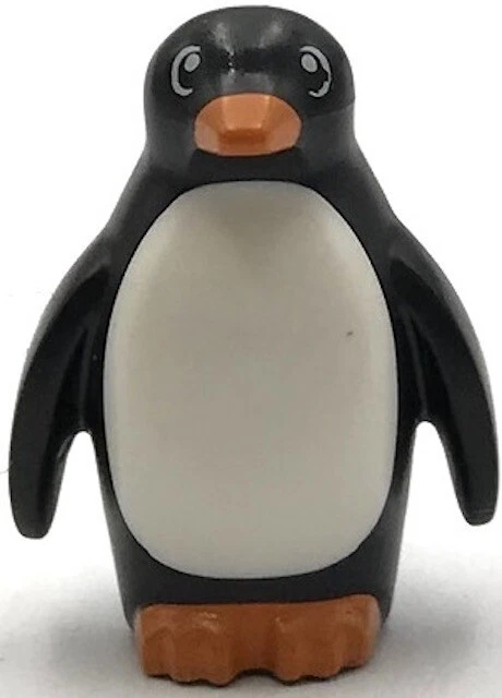 Lego New Black Penguin w/ Flippers Stud on Back Orange Beak Feet Part - Image 1 of 1
