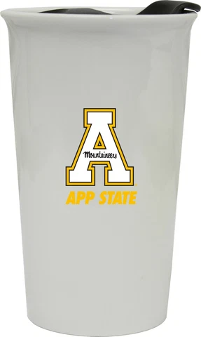 App State Mountaineers Double Walled Ceramic Tumbler Set-NCAA Travel Mug 2pk Cover