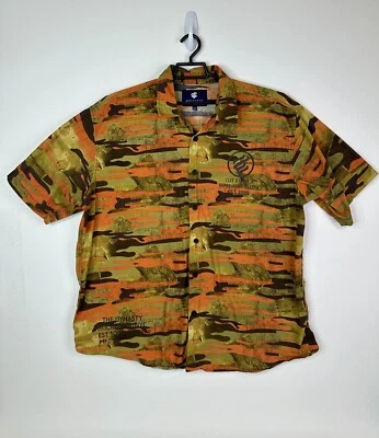 Camisa Rocawear Para Hombres 3XB Abotonada Manga Corta Informal Camuflada Naranja Y2K Retro Foto 1 de 4