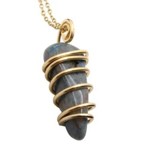 LARGE AJOITE IN QUARTZ, SHATTUCKITE, CHRYSOCOLLA PENDANT IN MERLIN'S GOLD 3000 - Picture 1 of 3