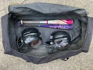 Youth Softball Equipment Lot: Easton Bats, Rawlings Batting Helmets, Champro Bag - Picture 1 of 18
