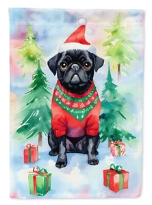 Pug Black 4 Holiday Sweater Dog Flag - Picture 1 of 16