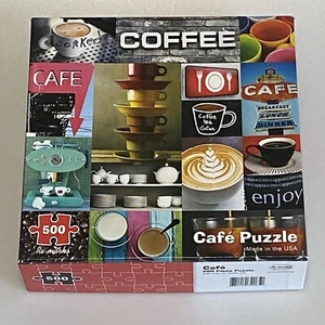 RE-MARKS 500 PIECE JIGSAW PUZZLE - CAFE COFFEE COLLAGE, USED, COMPLETE - Picture 1 of 2