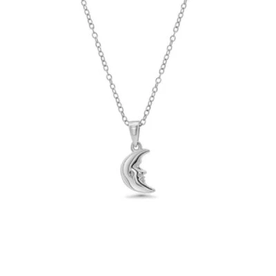 Collana In Argento Sterling Con Pendente A Forma Di Luna - Immagine 1 di 4