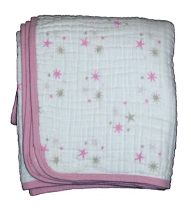Aden Anais Pink Twinkle Stars Thick Muslin Dream Baby Blanket Quilt - Picture 1 of 3