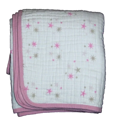 Aden Anais Pink Twinkle Stars Thick Muslin Dream Baby Blanket Quilt - Image 1 of 3
