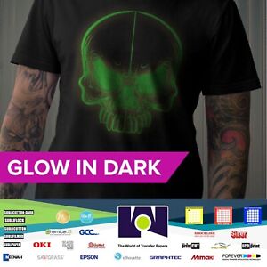 Glow In The Dark Iron On Ink Jet Heat Transfer Paper For  Fabrics 8.5”x11” 5 Sh