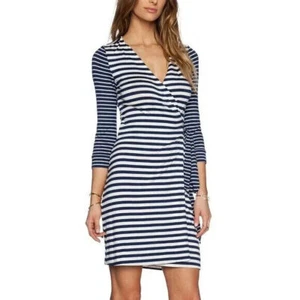 Diane von Furstenberg DVF New Julian Two Navy Blue Striped Knit Wrap Dress 10 - Picture 1 of 9