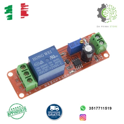Temporizzatore 12V NE555  timer ritardo regolabile arduino DC 12V   Relè Ritardo - Immagine 1 di 4