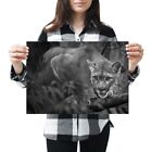 A3 - Mountain Lion Wildtier Poster 42X29,7cm280gsm (bw) #39298