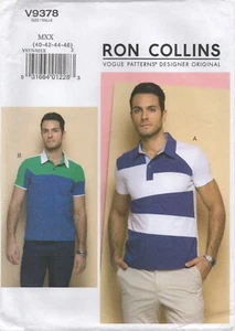 Vogue Sewing Pattern 9378 Ron Collins Polo Shirt Contrast Knit Chest 40"-46" NEW - Picture 1 of 13