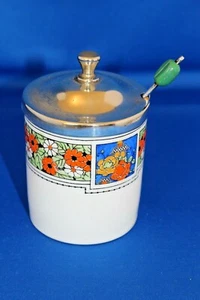 Antique Royal Doulton Mustard Sauce Salt Pot Jar EPNS Lid Spoon H3471 Floral - Picture 1 of 12