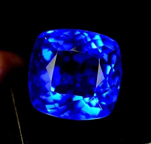 21.65 Ct+ AAA Certified Natural Rare Lustrous Blue Tanzanite Cushion GG Gemstone - Picture 1 of 4