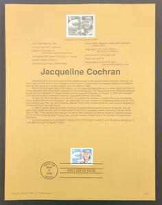 50c Jacqueline Cochran 1996 página de recuerdo Scott # 3066 SP1202 - Imagen 1 de 1