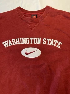 Nike Washington State Cougars Sudadera Roja Cuello Redondo Para Hombres Grande Centro Swoosh - Imagen 1 de 8