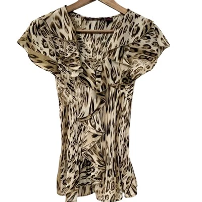  Hayley Matthews Y2K Blouse Top Womens Size Medium Animal Print Whimsygoth Fairy - Изображение 1 из 4
