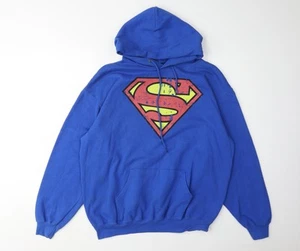 Superman Men's Blue Pullover Logo Hoodie L - Picture 1 of 12