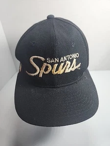 Vintage Sports Specialties San Antonio Spurs Script Snapback Hat Cap Black Dome - Bild 1 von 14