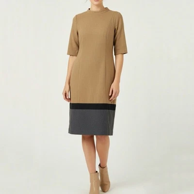 𝅺PENDLETON Wool Color block Short Sleeve Sheath Midi Dress size 8 - Image 1 of 4