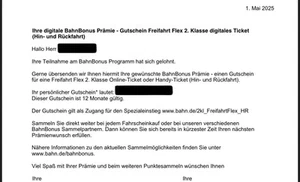 DB Deutsche Bahn Freifahrt Flex 2. Klasse Hin- & Rückfahrt Gutschein - Bild 1 von 1