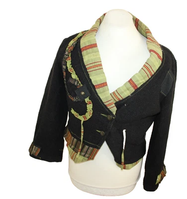 Cárdigan de mujer estilo hippie étnico 84 % lana aprox. talla 42 corto - Imagen 1 de 4
