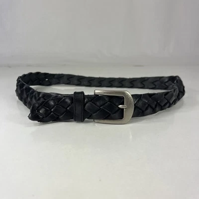 Black Braided Genuine Leather Belt - Youth/Kids Size 26/65 - Image 1 of 4