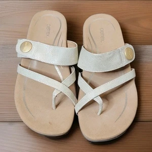 Aetrex Women's Size 7 Izzy Cream Throng Slides Slip On Sandal Shoes - Picture 1 of 9