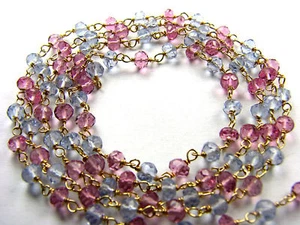 Multi Quartz Tanzanite Gem Stone Vermeil Link Chain 6 - Picture 1 of 1